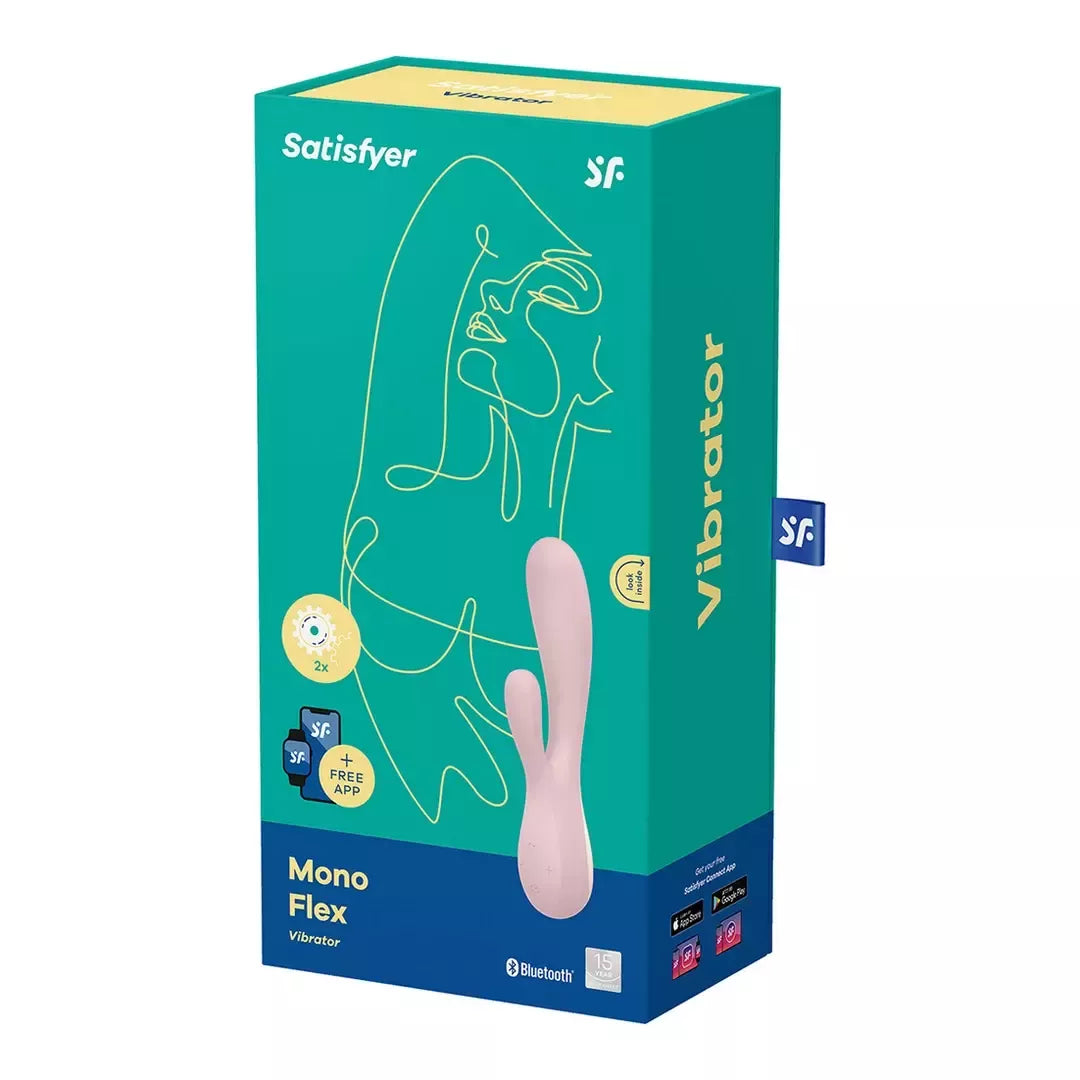 Satisfyer Mono Flex dviejų variklių silikoninis intymios higienos prietaisas, valdomas programėle, baltas