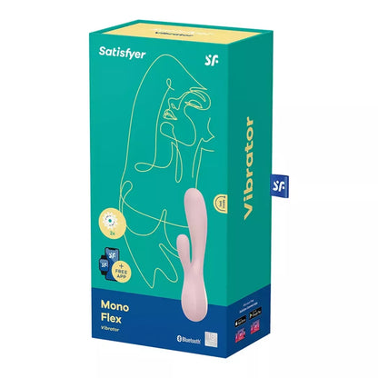 Satisfyer Mono Flex dviejų variklių silikoninis intymios higienos prietaisas, valdomas programėle, baltas