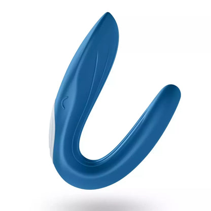 Satisfyer Partner Double Whale poroms skirtas modelis, vandeniui atsparus, mėlynas silikoninis