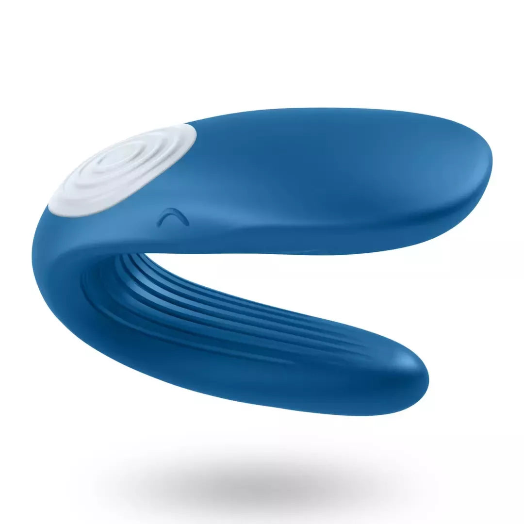 Satisfyer Partner Double Whale poroms skirtas modelis, vandeniui atsparus, mėlynas silikoninis
