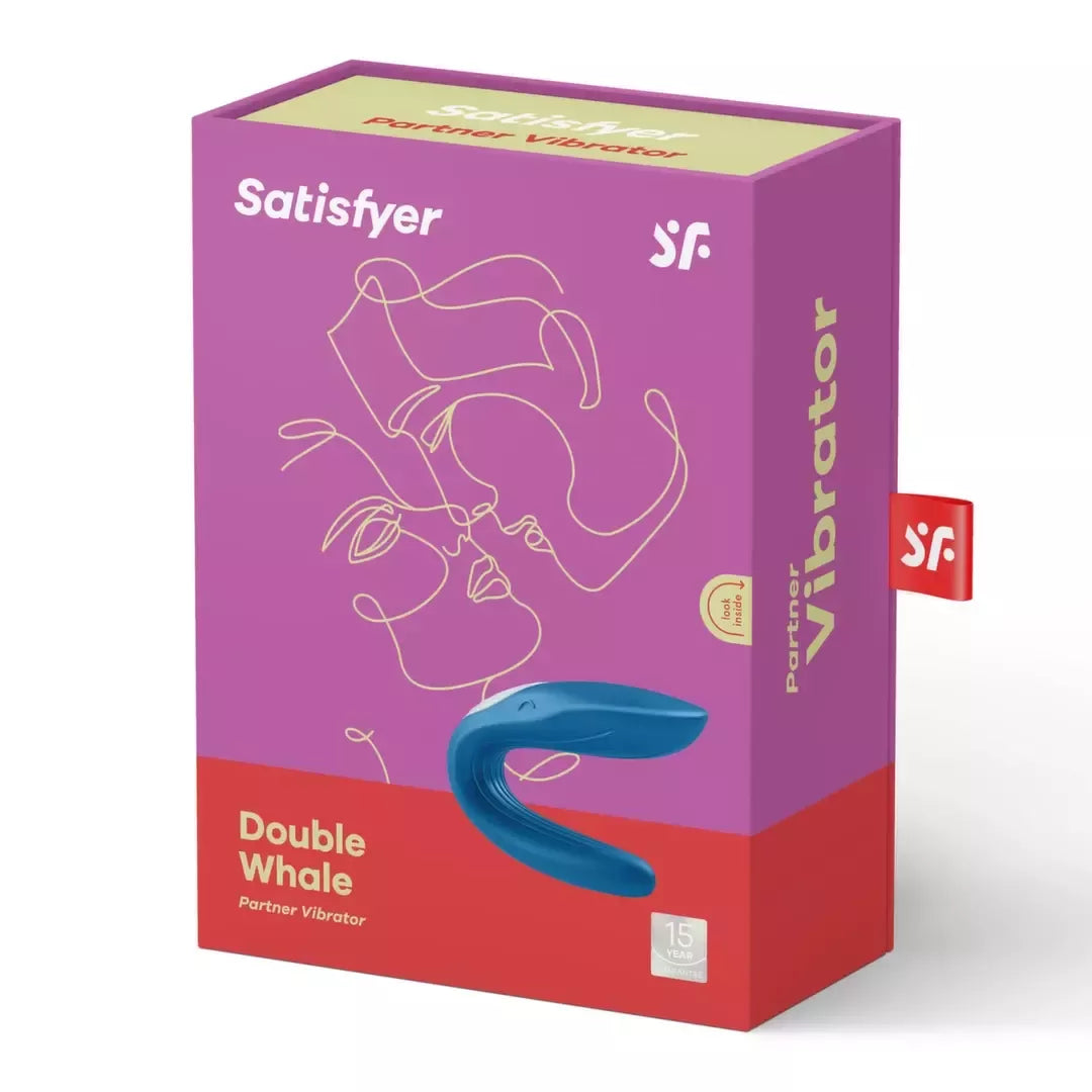 Satisfyer Partner Double Whale poroms skirtas modelis, vandeniui atsparus, mėlynas silikoninis