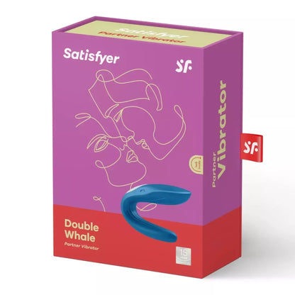 Satisfyer Partner Double Whale poroms skirtas modelis, vandeniui atsparus, mėlynas silikoninis