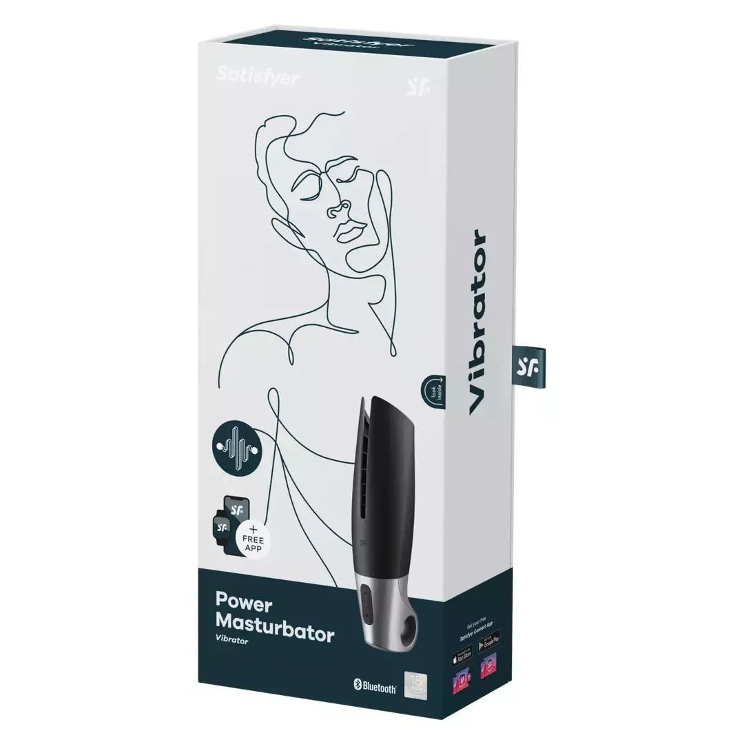 Satisfyer Power Intimate Machine silikoninis, „Bluetooth“, atsparus vandeniui, juodas