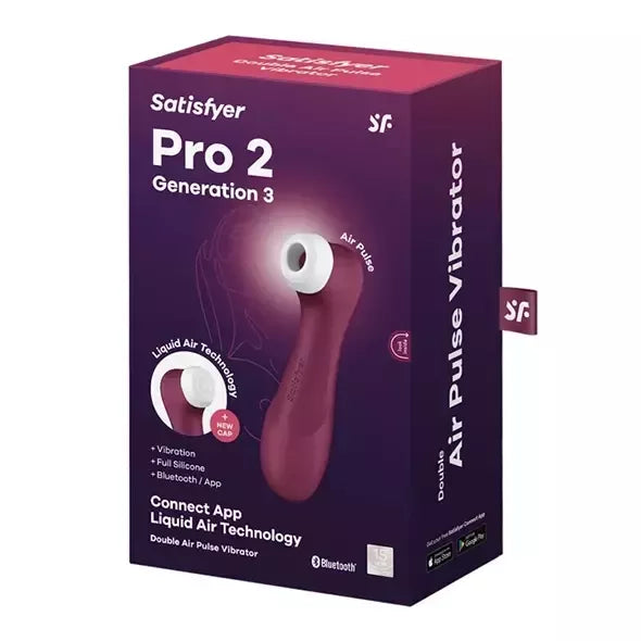 Satisfyer Pro 2 Gen 3 programėle valdoma oro pulso sistema, vyno raudonumo