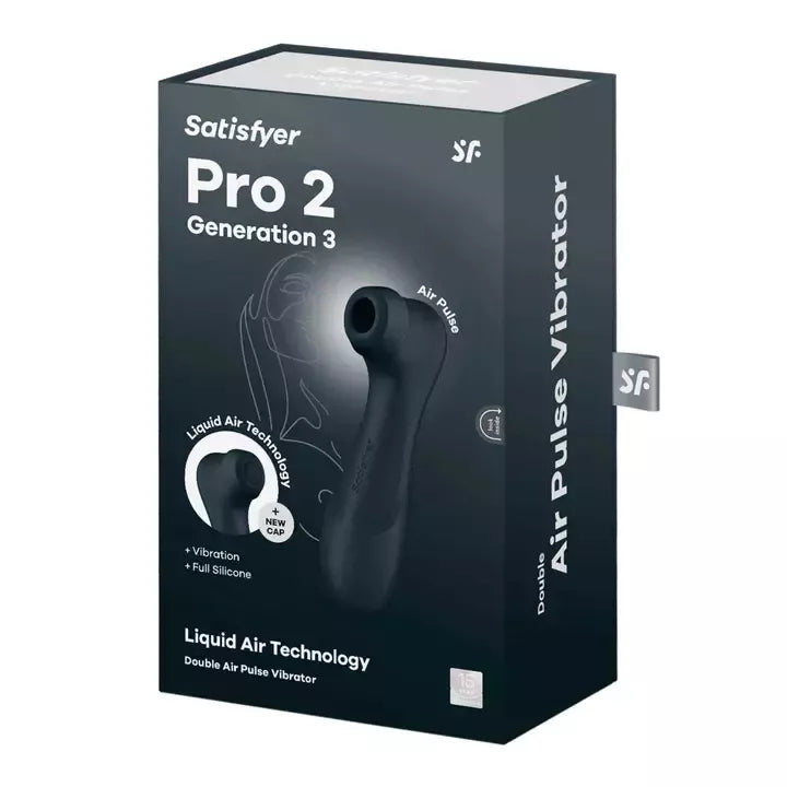 Satisfyer Pro 2 Generation 3 Black – oro impulsų sistema ir valdymas programėle
