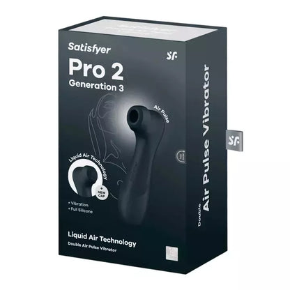 Satisfyer Pro 2 Generation 3 Black – oro impulsų sistema ir valdymas programėle