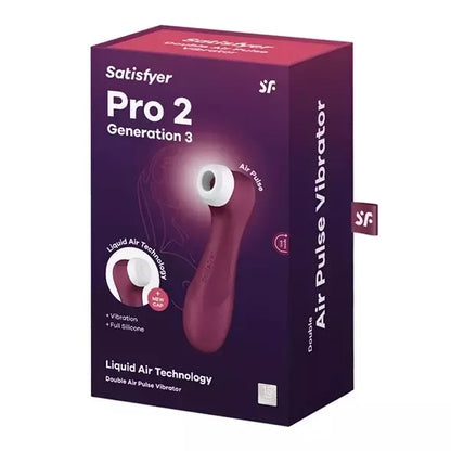 Satisfyer Pro 2 Generation 3 Wine Red – programėle valdomas oro impulsų stimuliatorius