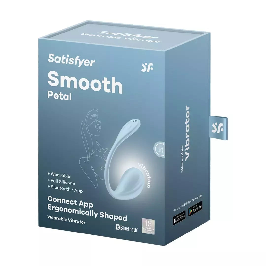Satisfyer Smooth Petal Connect App nešiojamas intymus prietaisas, šviesiai mėlynas