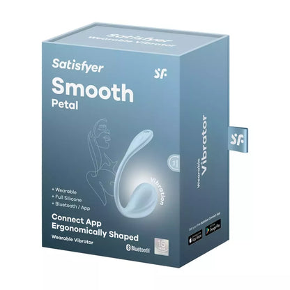 Satisfyer Smooth Petal Connect App nešiojamas intymus prietaisas, šviesiai mėlynas