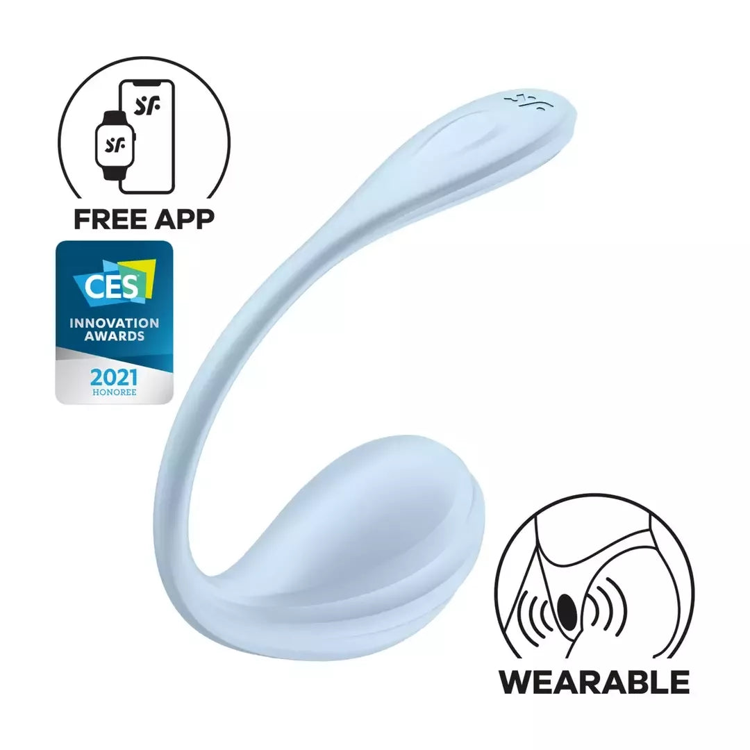Satisfyer Smooth Petal Connect App nešiojamas intymus prietaisas, šviesiai mėlynas