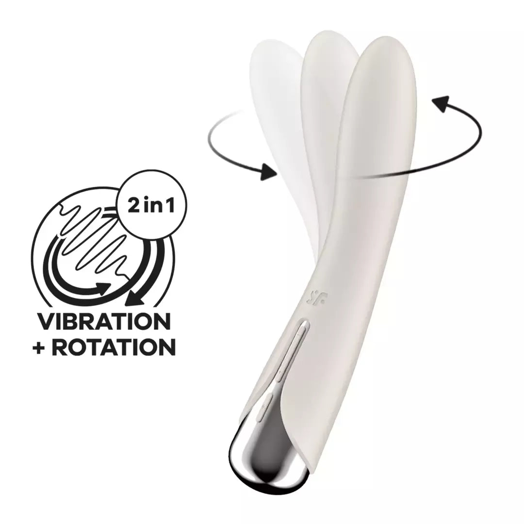 Satisfyer Spinning Vibe 1 intymus prietaisas su besisukančiu antgaliu, smėlio spalvos
