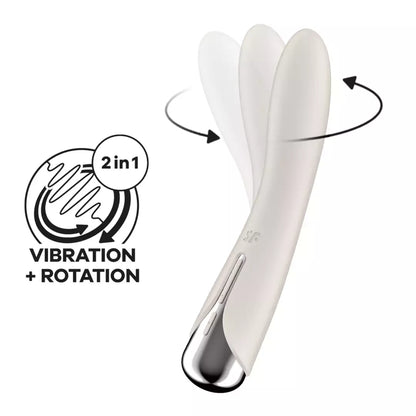 Satisfyer Spinning Vibe 1 intymus prietaisas su besisukančiu antgaliu, smėlio spalvos