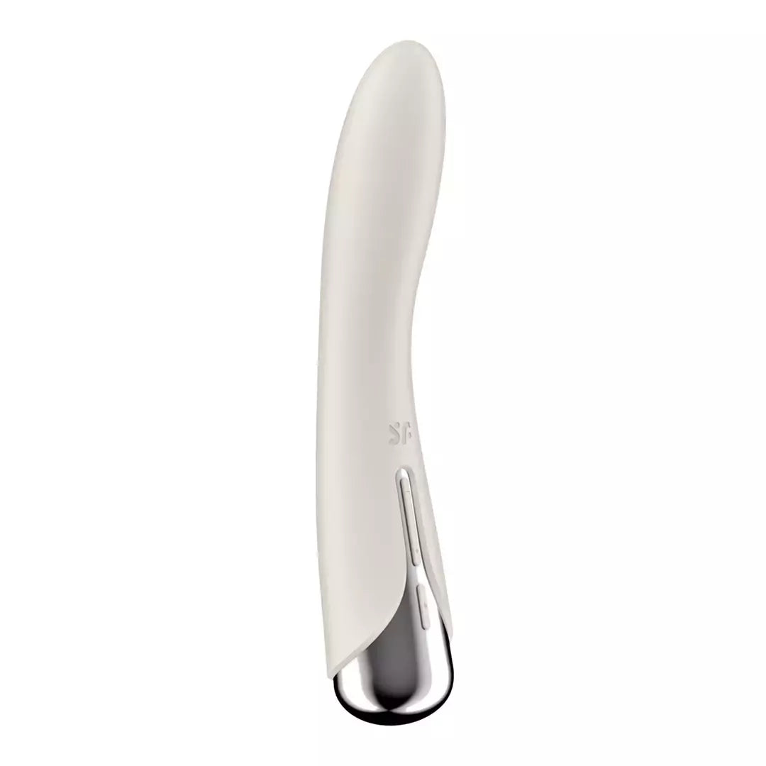 Satisfyer Spinning Vibe 1 intymus prietaisas su besisukančiu antgaliu, smėlio spalvos
