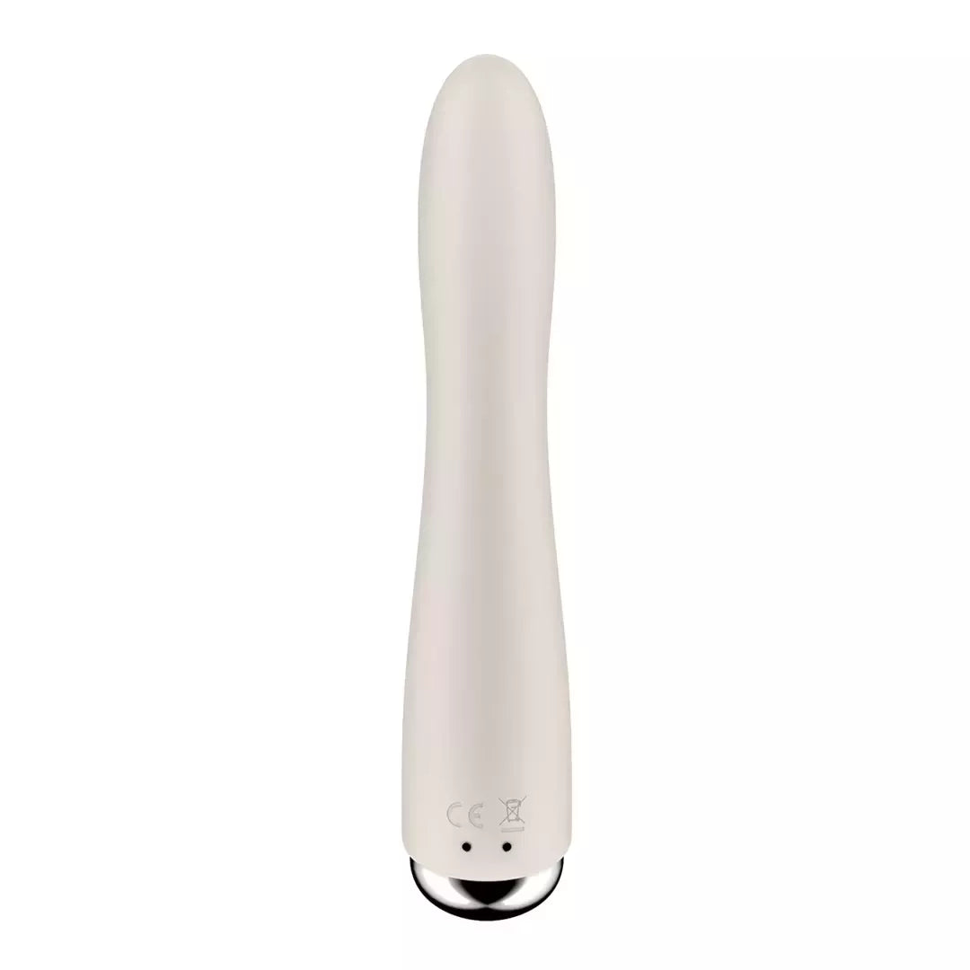 Satisfyer Spinning Vibe 1 intymus prietaisas su besisukančiu antgaliu, smėlio spalvos