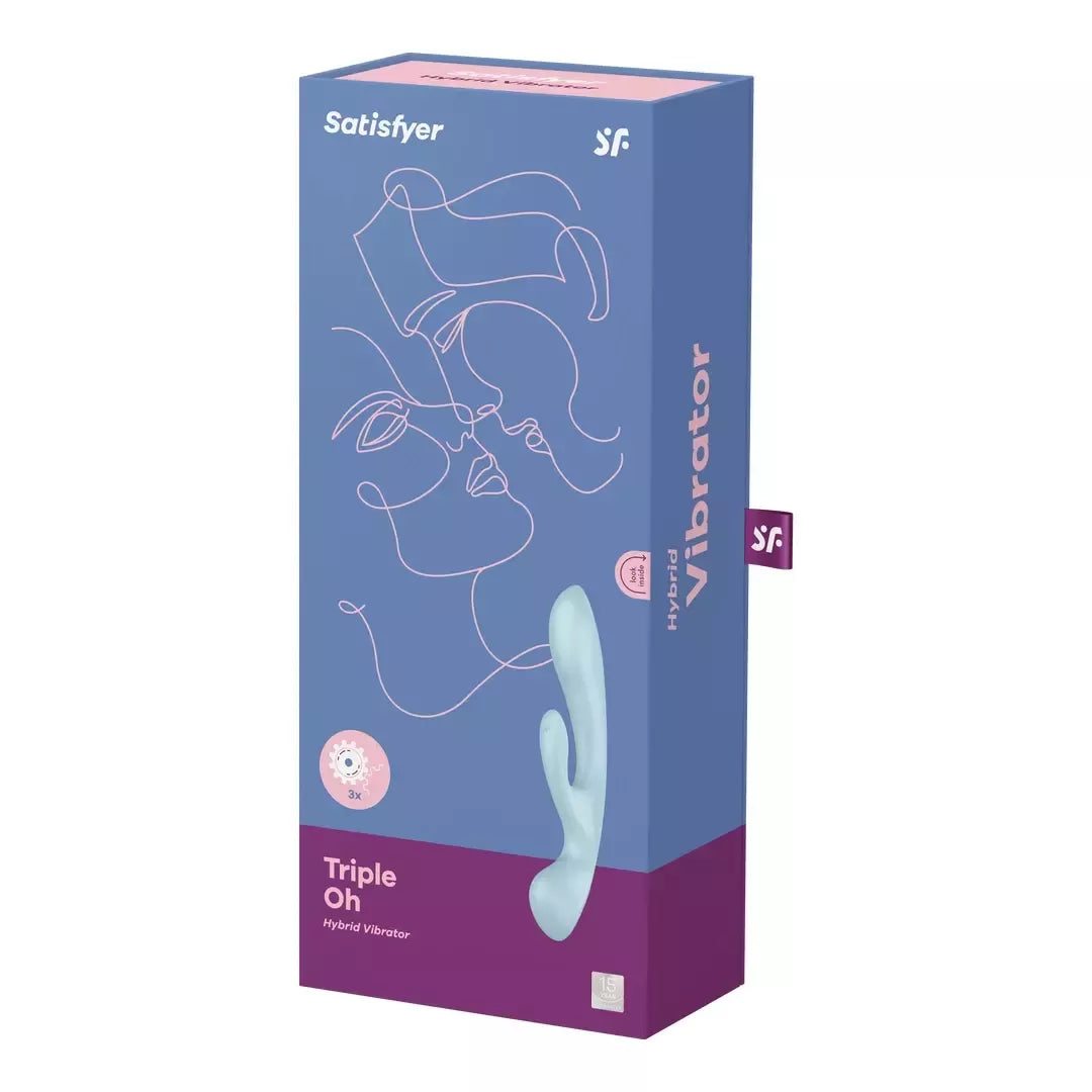 Satisfyer Triple Oh triušio tipo vibratorius ir masažuoklis, silikoninis, rožinis