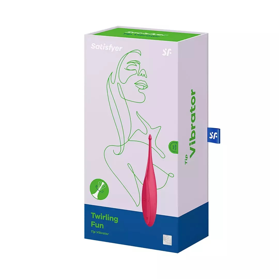 Satisfyer Twirling Fun Tip vibratorius – kompaktiškas, vandeniui atsparus, magentos spalvos