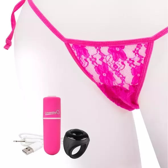 Screaming O Charged Panty Set Pink – nuotoliniu būdu valdomas, įkraunamas, universalus dydis