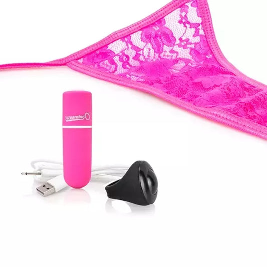 Screaming O Charged Panty Set Pink – nuotoliniu būdu valdomas, įkraunamas, universalus dydis
