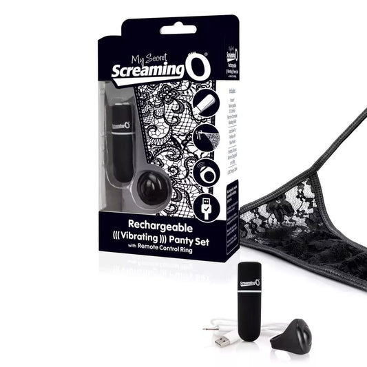 Screaming O Charged Remote-Control Intimate Panty Set Black įkraunamas