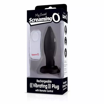 Screaming O Charged Remote Plug Black – įkraunamas silikoninis, 4 colių dydžio