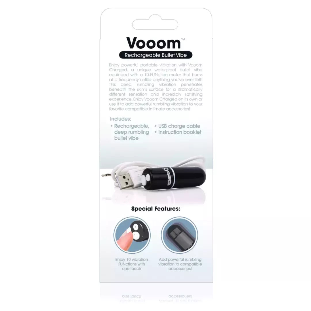 Screaming O Charged Vooom Bullet Black – kompaktiškas įkraunamas vibruojantis prietaisas