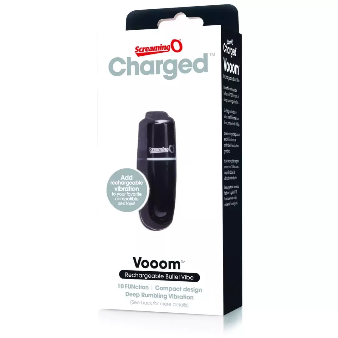 Screaming O Charged Vooom Bullet Black – kompaktiškas įkraunamas vibruojantis prietaisas
