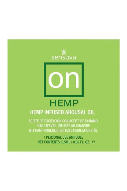 Sensuva ON Hemp jaudinantis aliejus vienkartinėje ampulėje – augalinė formulė, 3 ml