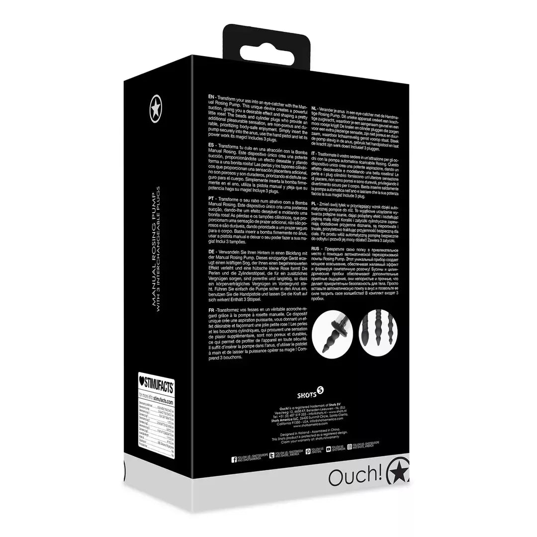 Shots Manual Rosing Pump Black – reguliuojamo vakuumo sistema su 3 antgaliais