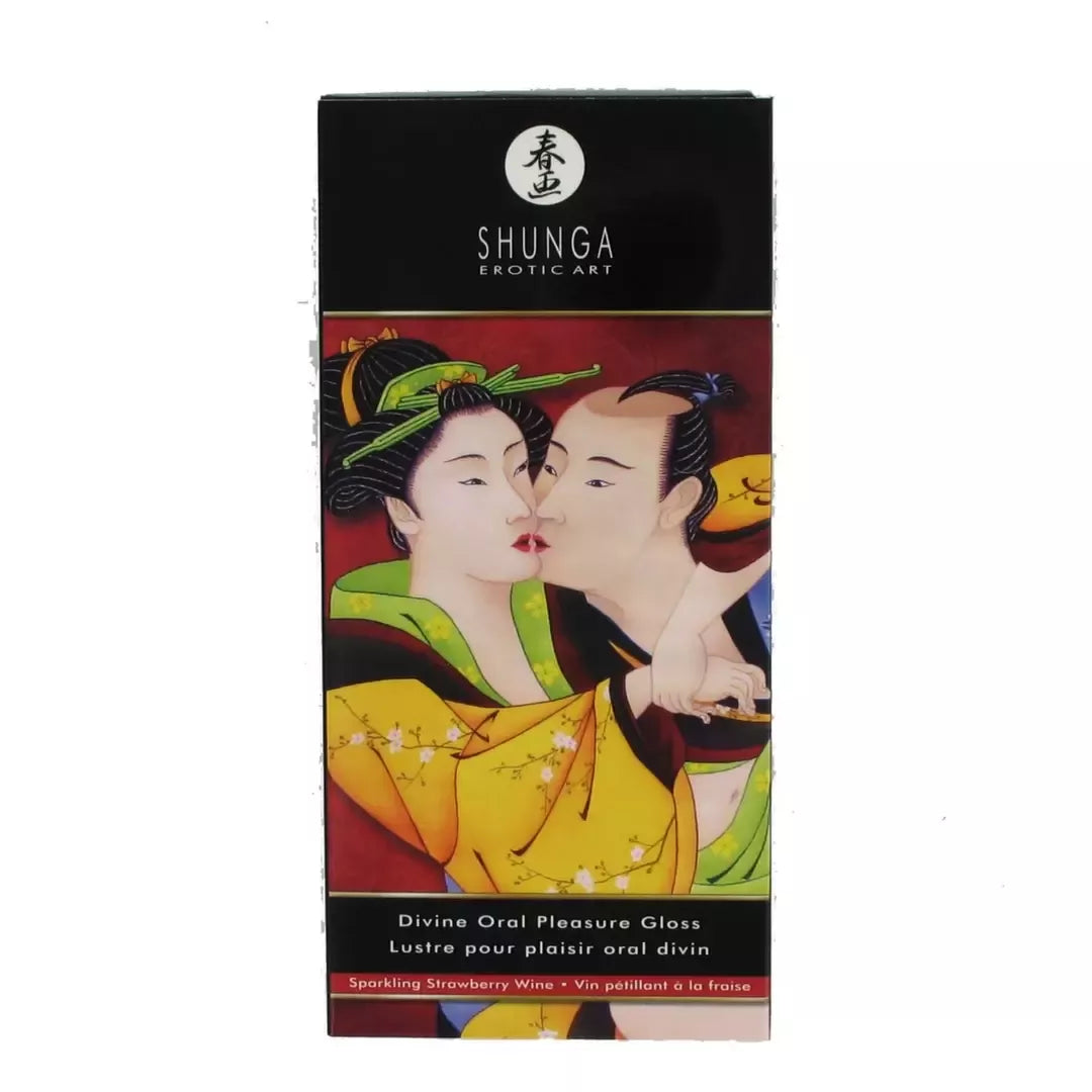 Shunga Divine Oral Pleasure Gloss putojantis braškių vynas 10ml