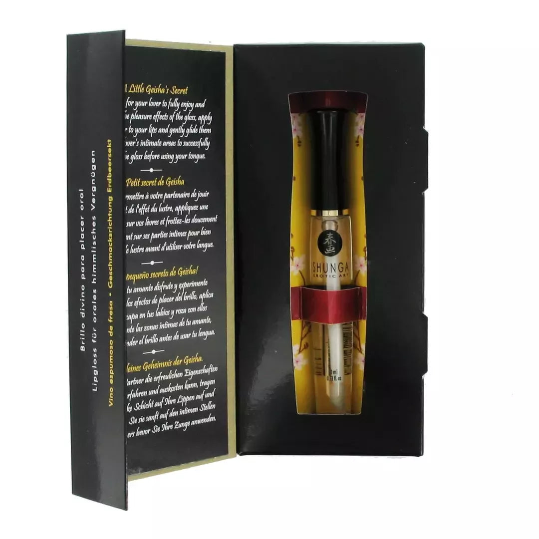 Shunga Divine Oral Pleasure Gloss putojantis braškių vynas 10ml