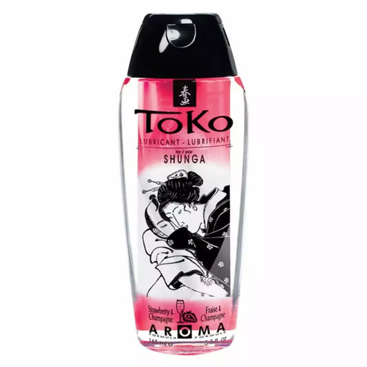Shunga TOKO Aroma lubrikantas, braškių ir šampano skonio, 165 ml, ilgai išliekantis