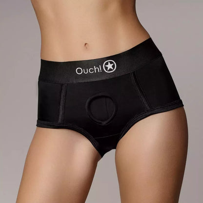 Sincerely Vibrating Strap-On Brief XS/S juodos spalvos - įkraunama sistema