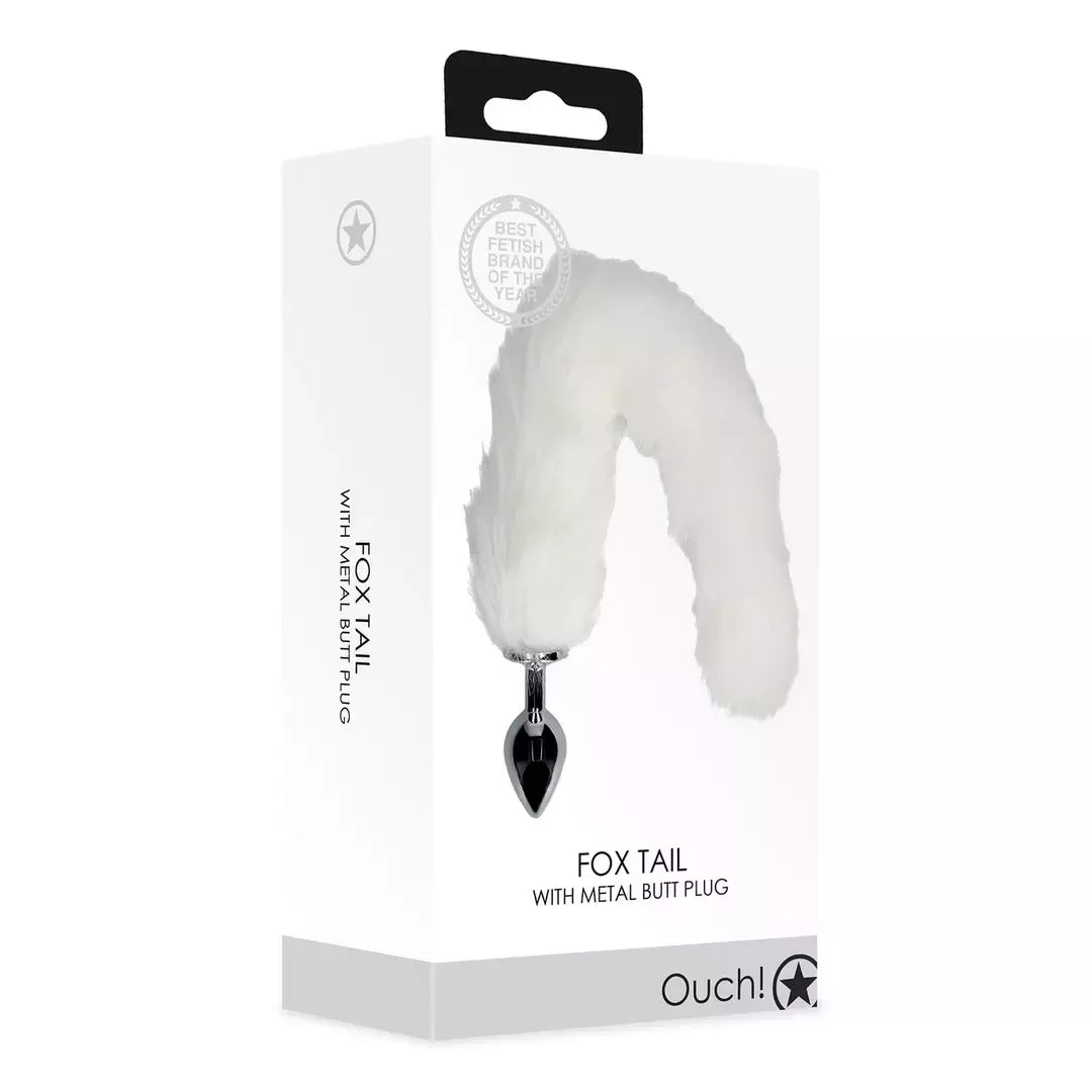 Sinner Gear Fox Tail Plug White – metalinis aksesuaras su dirbtinio kailio uodega