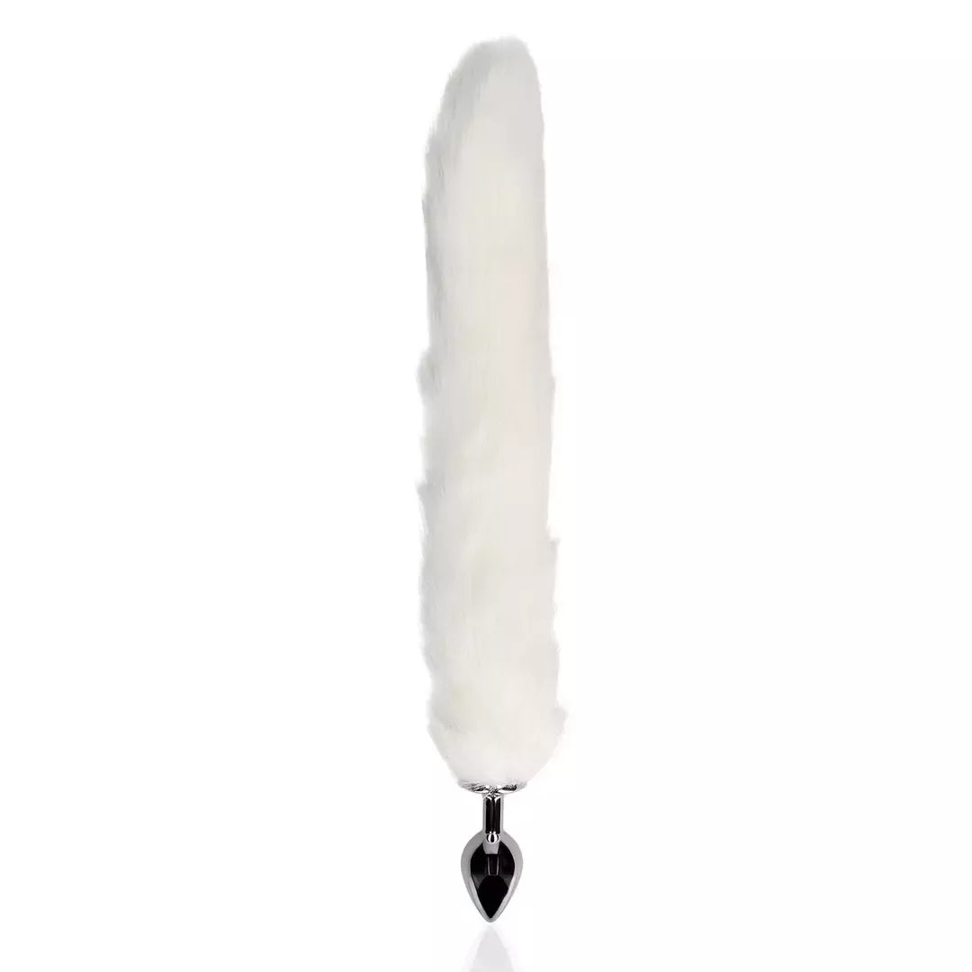 Sinner Gear Fox Tail Plug White – metalinis aksesuaras su dirbtinio kailio uodega