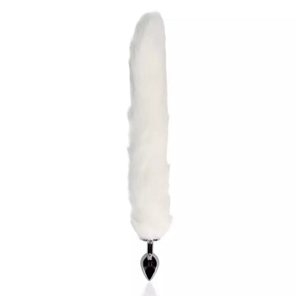 Sinner Gear Fox Tail Plug White – metalinis aksesuaras su dirbtinio kailio uodega