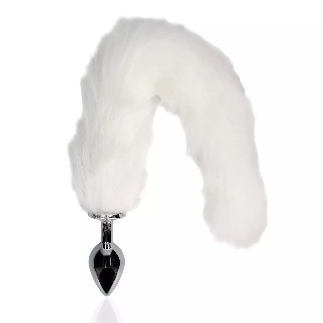 Sinner Gear Fox Tail Plug White – metalinis aksesuaras su dirbtinio kailio uodega