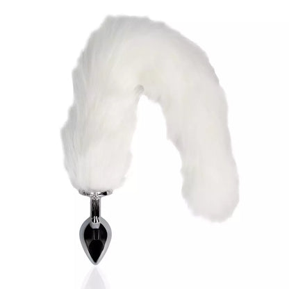 Sinner Gear Fox Tail Plug White – metalinis aksesuaras su dirbtinio kailio uodega