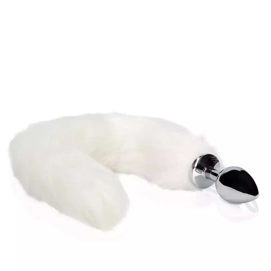 Sinner Gear Fox Tail Plug White – metalinis aksesuaras su dirbtinio kailio uodega