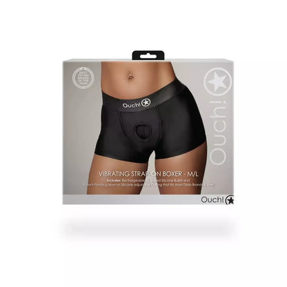 Sinner Gear Vibrating Strap-On Boxer M/L Black – įkraunama intymi sistema