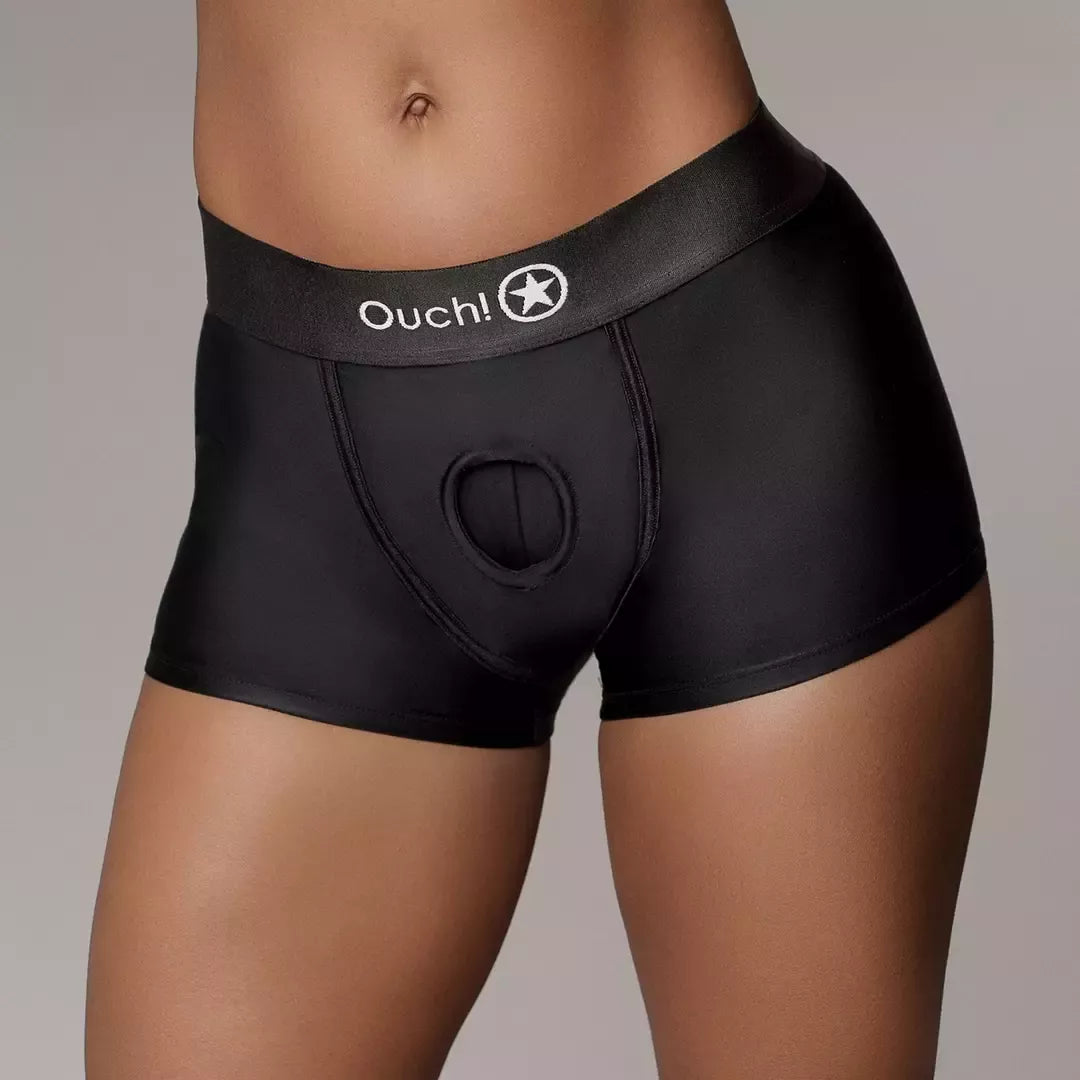 Sinner Gear Vibrating Strap-On Boxer M/L Black – įkraunama intymi sistema