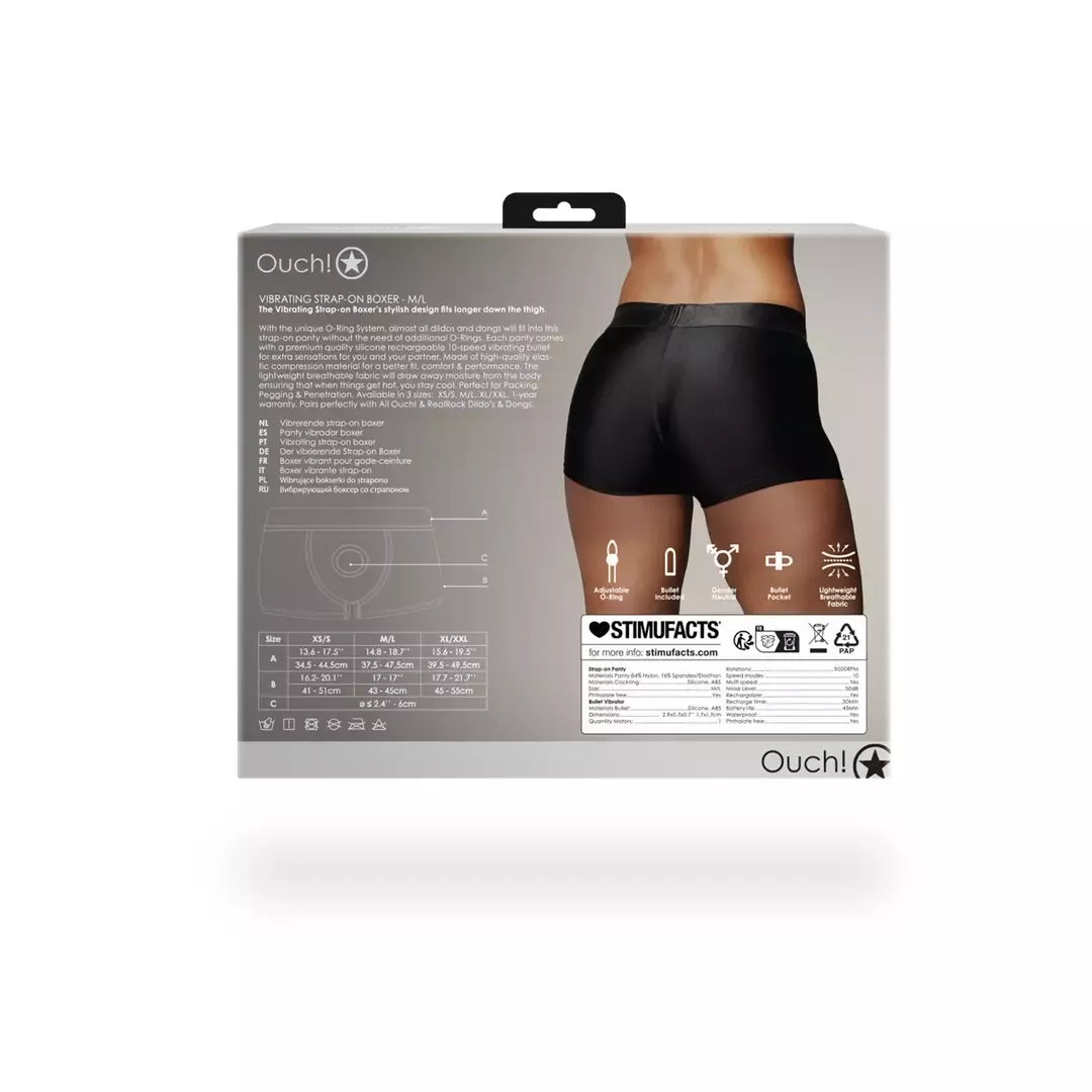 Sinner Gear Vibrating Strap-On Boxer M/L Black – įkraunama intymi sistema