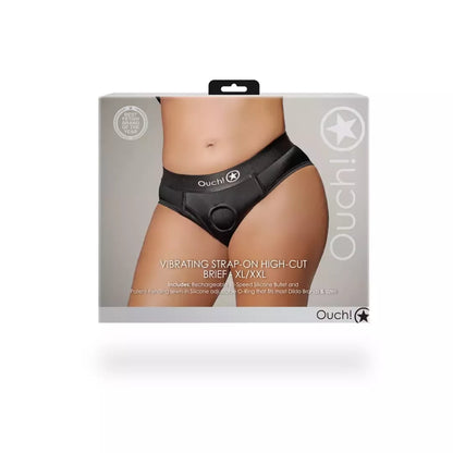 Sinner Gear vibruojančios aukštakulnės diržinės kelnaitės XL/XXL, juodos, įkraunamos