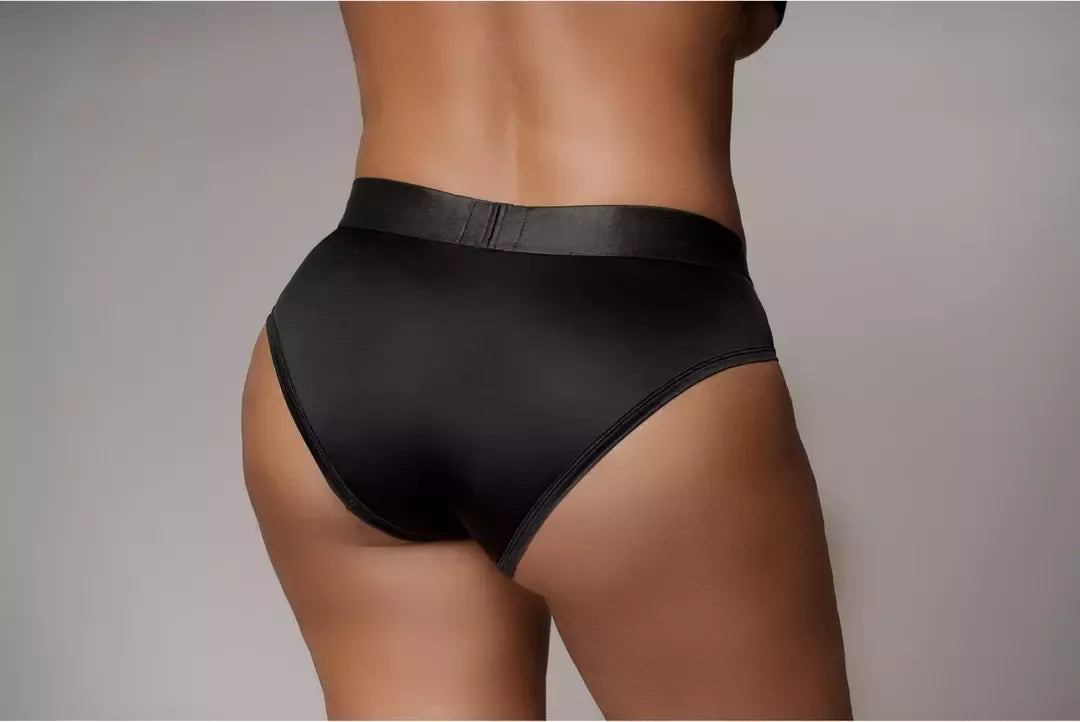 Sinner Gear vibruojančios aukštakulnės diržinės kelnaitės XL/XXL, juodos, įkraunamos
