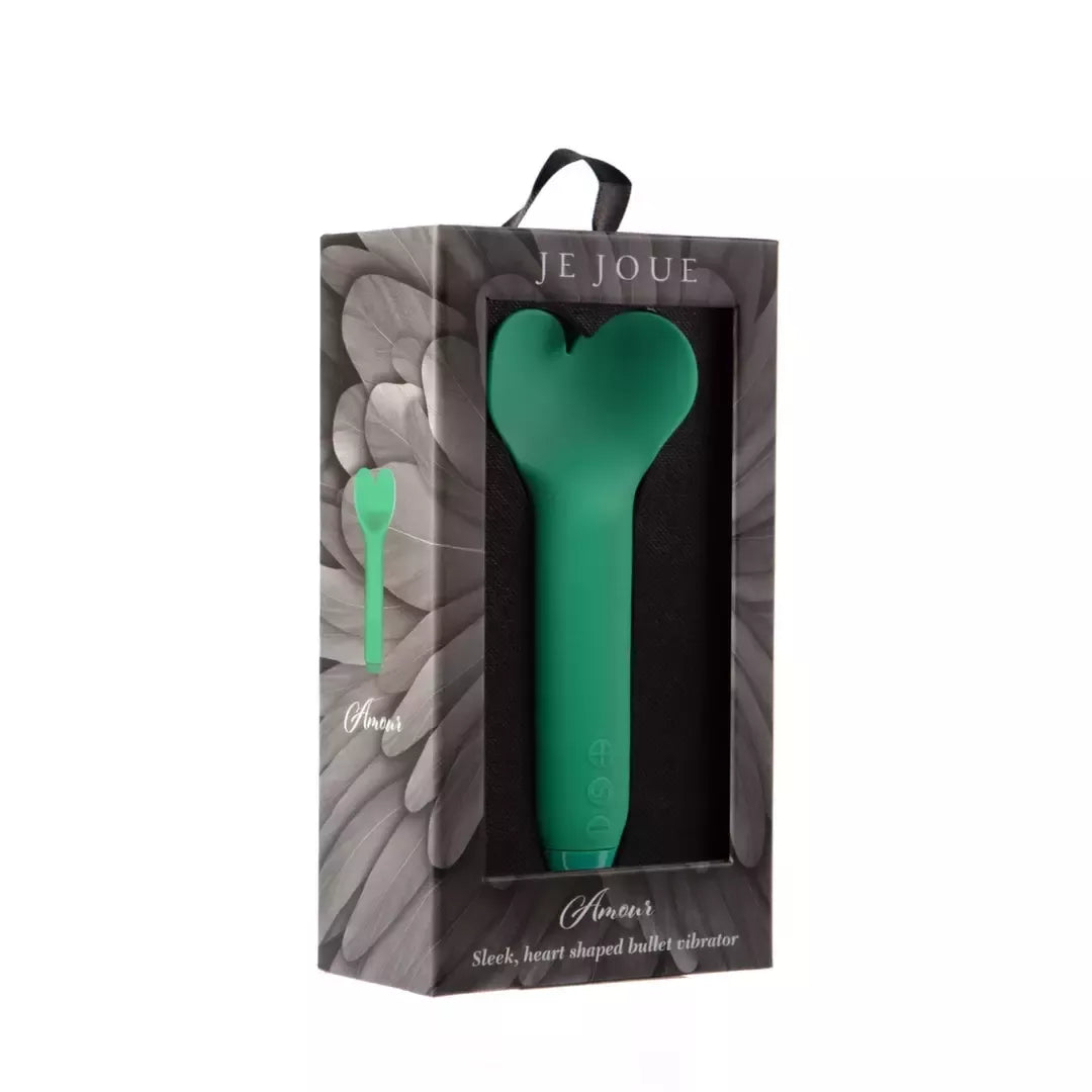 Širdelės formos vibratorius Je Joue Amour Green, įkraunamas USB