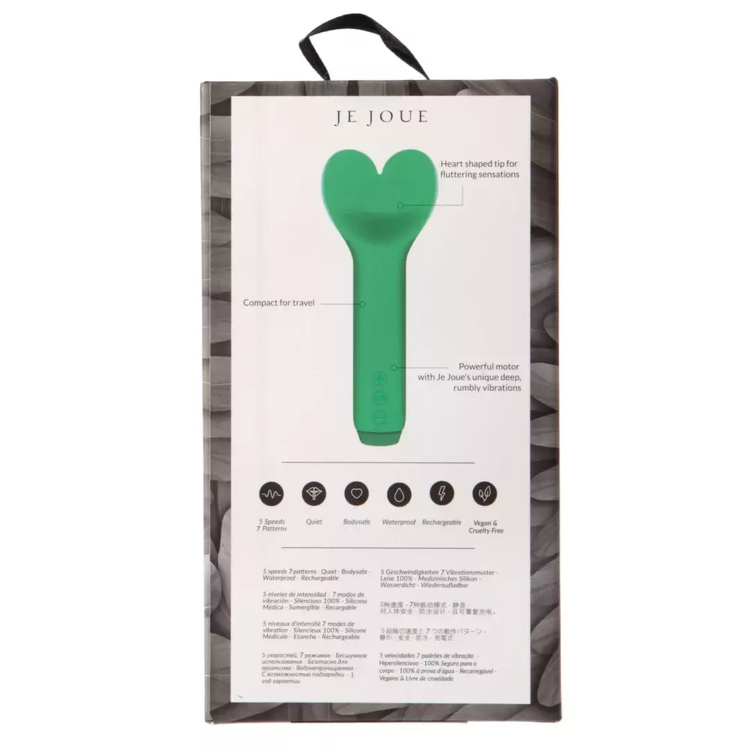 Širdelės formos vibratorius Je Joue Amour Green, įkraunamas USB