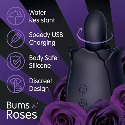 Skins Rose Buddies Bums N Roses besisukantis analinis vibratorius, juodas