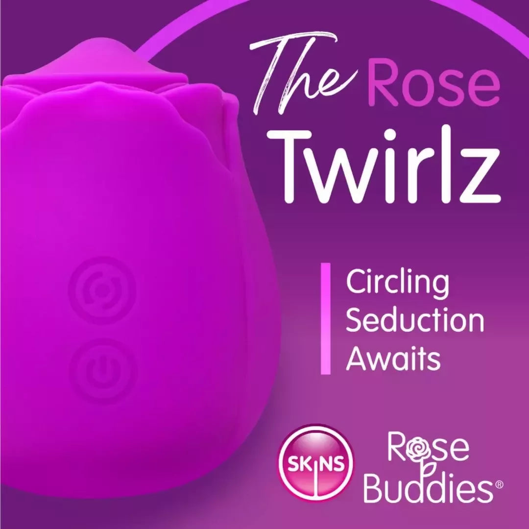 Skins Rose Buddies The Rose Twirlz kompaktiškas silikoninis vibratorius, rožinis