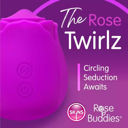 Skins Rose Buddies The Rose Twirlz kompaktiškas silikoninis vibratorius, rožinis
