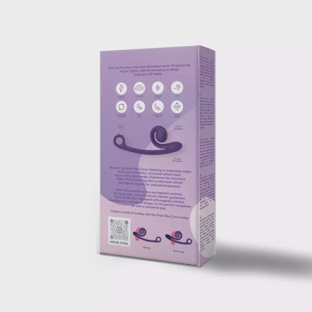 Snail Vibe Curve dviejų variklių silikoninis intymus prietaisas, violetinis