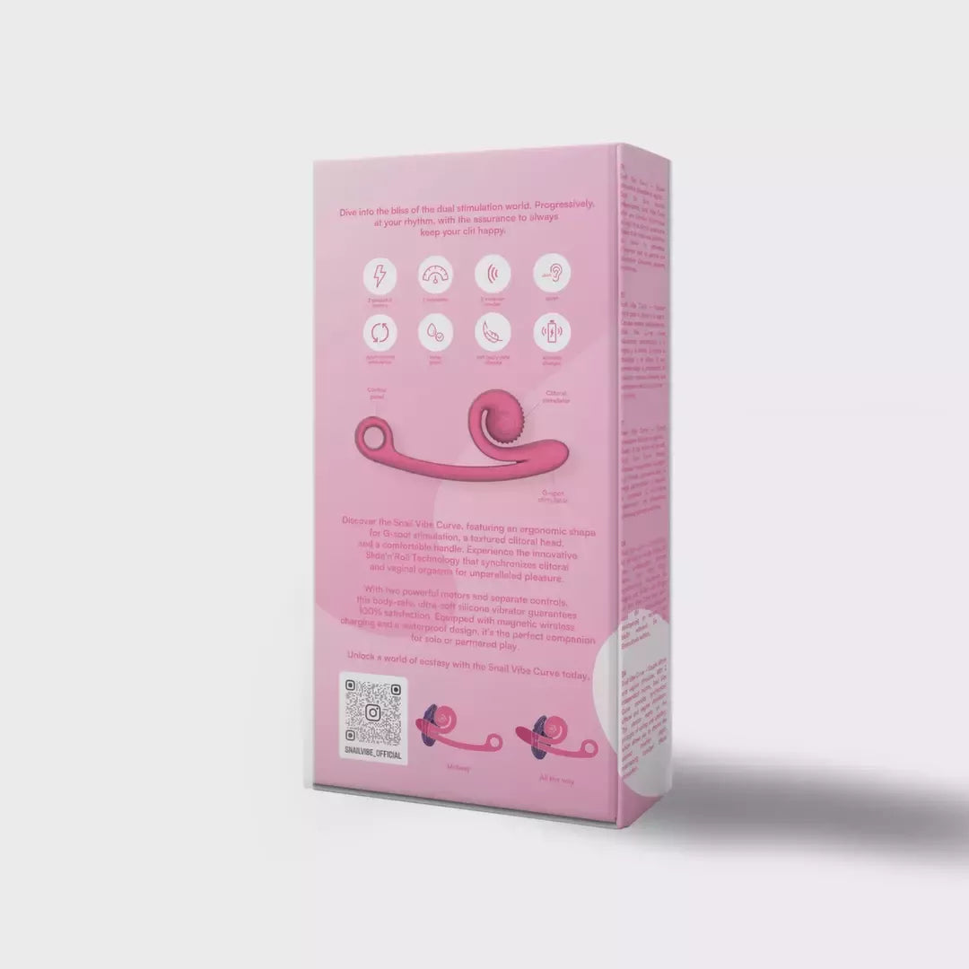 Snail Vibe Curve ergonomiškas dviejų variklių įkraunamas intymus masažuoklis, rožinis